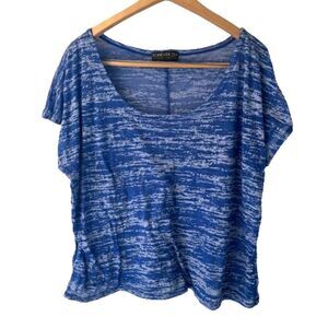 Forever 21 + Plus 3X Mesh Blouse Coverup Layer Tie Dye Blue T-shirt Tee Spacedye